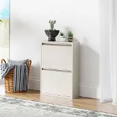 En.casa Schoenenkast Sokndal 2 kleppen gebroken wit 71x50x15 cm []