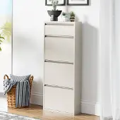 En.casa Schoenenkast Sokndal 4 kleppen gebroken wit 118x50x15 cm []