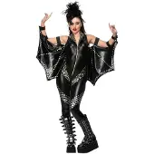 Smiffys Fever Rockstar Jumpsuit Dame Zwart Kostuum - Maat S