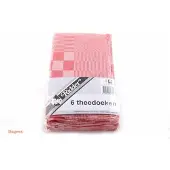 Merkloos Theedoeken blok 60x65 rood pak a 6 st. rood Katoen Thee- en keukendoek