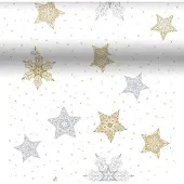 Duni 3-in-1 Tafelaankleding Snowstars White Wit 40 X 480 Cm