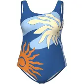 Ulla Popken Badpak lichtblauw / donkerblauw / lichtgeel / oranje