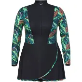 Ulla Popken Badpakjurk bruin / groen / zwart