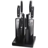 Yaxell Ran Tower 36070, 6-delige messenset met magnetisch messenblok beukenhout zwart