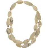 Behave – Lange ketting beige – Boho look 107 cm gemarmerde kralen