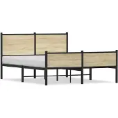 vidaXL Bedframe zonder matras metaal sonoma eikenkleurig 140x200 cm