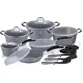 Berlinger Haus GRANIETEN PANNENSET BH-6196, Pan + steelpan, Grijs