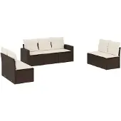 vidaXL 7-delige Loungeset met kussens poly rattan bruin