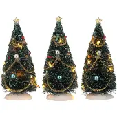 Luville Kerstdorp landschap drie bomen met verlichting 15 cm hoog