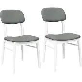 vidaXL Eetkamerstoelen met kussens 2 st massief hout rubber wit