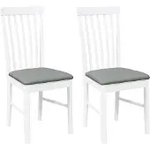 vidaXL Eetkamerstoelen met kussens 2 st massief hout rubber wit