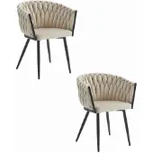 Leobert ORION stoel - beige fluweel / zwarte poten x 2