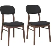 vidaXL Eetkamerstoelen met kussens 2 st massief hout rubber bruin