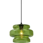 QAZQA Retro hanglamp zwart met groen glas - Denise