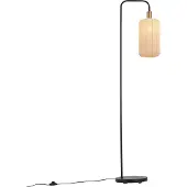 QAZQA Japandi vloerlamp zwart met goud en beige kap - Pluni