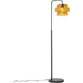 QAZQA Retro vloerlamp zwart met oranje glas - Denise