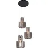 QAZQA Retro hanglamp zwart met taupe 3-lichts - Felt