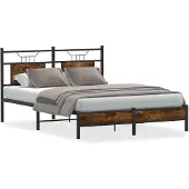 vidaXL Bedframe zonder matras hout gerookt eikenkleurig 140x190 cm