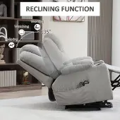 HOMCOM - Relaxfauteuil - Sta-op-functie - Bekerhouder - Lichtgrijs