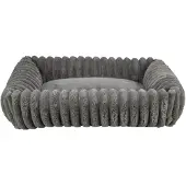Trixie - Hondenmand Lonni - Ribfluweel - Hoekig - Grijs - 80X60 cm