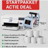 Epson Voordeelpakket Sublimatie Startpakket Mokken Bedrukken – SC-F100 – Compleet – Inclusief Mokpers, Mokken & Accessoires