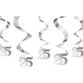 Amscan Swirls Zilver ‘25’ - 5 stuks