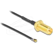 DeLOCK MHF 4L LK (v) - RP-SMA (v) kabel - Micro Coax (1,37 mm) - 50 Ohm / zwart - 0,20 meter