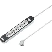 Sygonix SY-4755368 stekkerdoos met schakelaar, wit/grijs, met aardingscontact, 1 stopcontact.