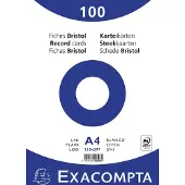 Exacompta 10x Pak 100 steekkaarten bristol in folie - effen niet geperforeerd 210x297mm - Wit - 10506E