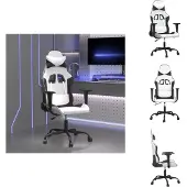 vidaXL Massage gamestoel kunstleer wit en zwart