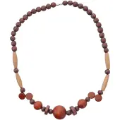 Behave – ketting met houten kralen en schijfdetails – tribal stijl