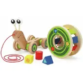 Hape Loopslak met Vormenspel - Houten Trekfiguur met Blokken voor Peuters vanaf 12 Maanden