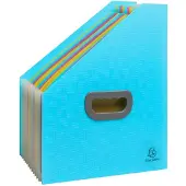 Exacompta 4x Sorteermap tijdschriftenhouder met 12 vakken in gerecycled PP Pop'N Co - Cyaan - 55599E
