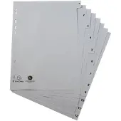 Exacompta 20x Tabbladen met bedrukte tabs in gerecycled PP - 12 tabs - 1 tot 12 - A4 - Grijs - 1912E
