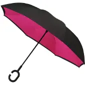 Impliva MiniMAX - Opvouwbare Inside Out Paraplu - Ø 107 cm - Zwart/Fuchsia