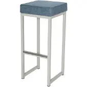 HorecaTraders Barkruk Kubo Bar | Staal/Linnen | Blauw/Wit | 2 stuks