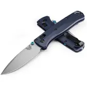 Benchmade Bugout S90V Crushed Silver Cerakote vouwmes, crater blue grivory