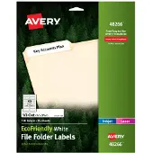 Avery EcoFriendly Recycled File Folder Labels 2/3" x 3-7/16" White Permanent Label Adhesive 750 Printable Labels (48266)