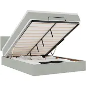 vidaXL Ottoman bed met matras en LED's 140x190cm fluweel lichtgrijs