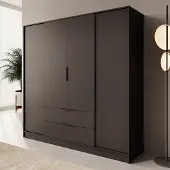 Meubella - Kledingkast Kellan - Zwart - 206 cm