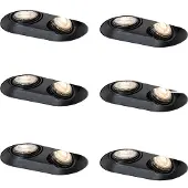 QAZQA Set van 6 afgeronde inbouwspots zwart GU10 50mm 2-lichts - Hubs