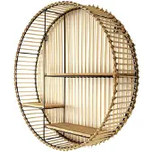 Home Deco Factory Wandplank/wandrek Ibiza - rond - naturel - Boho stijl - 3 plankjes - 53 x 12 cm