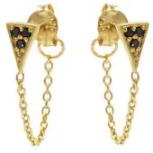 Karma Chain oorbel Black Zirconia Triangle M2332B Goud