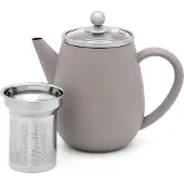 Bredemeijer - Theepot dubbelwandig Eva - 0,5 liter - Betongrijs - Met theezeef