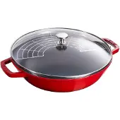 Staub Wok met glazen deksel 30 cm - kers 4,4 l