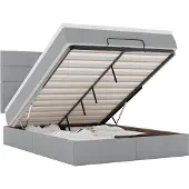 vidaXL Ottoman bed met matras en LED's 140x190cm stof lichtgrijs