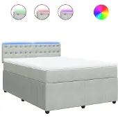 vidaXL Boxspring met matras fluweel lichtgrijs 140x190 cm