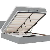 vidaXL Ottoman bed met matras 140x200cm stof lichtgrijs