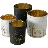 MamboCat B. Set van 4 lantaarns Little Town zwart-wit - 2012905