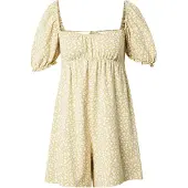 Miss Selfridge Jumpsuit pasteelgeel / wit